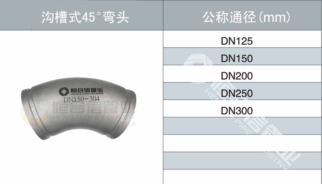 溝槽式45°彎頭參數(shù)1