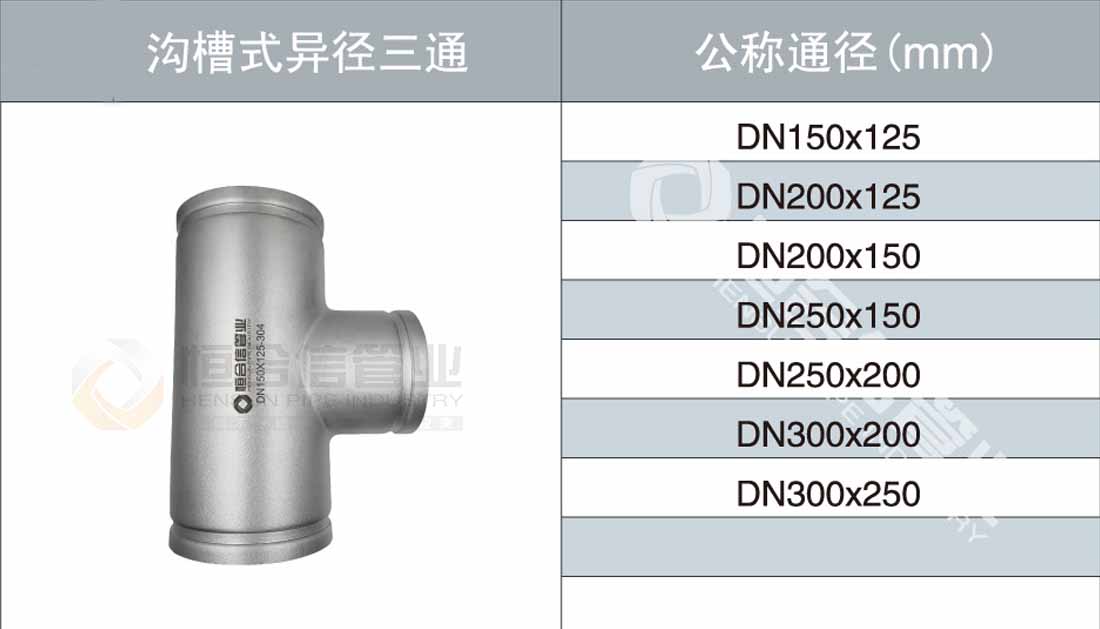 溝槽式異徑三通參數(shù)